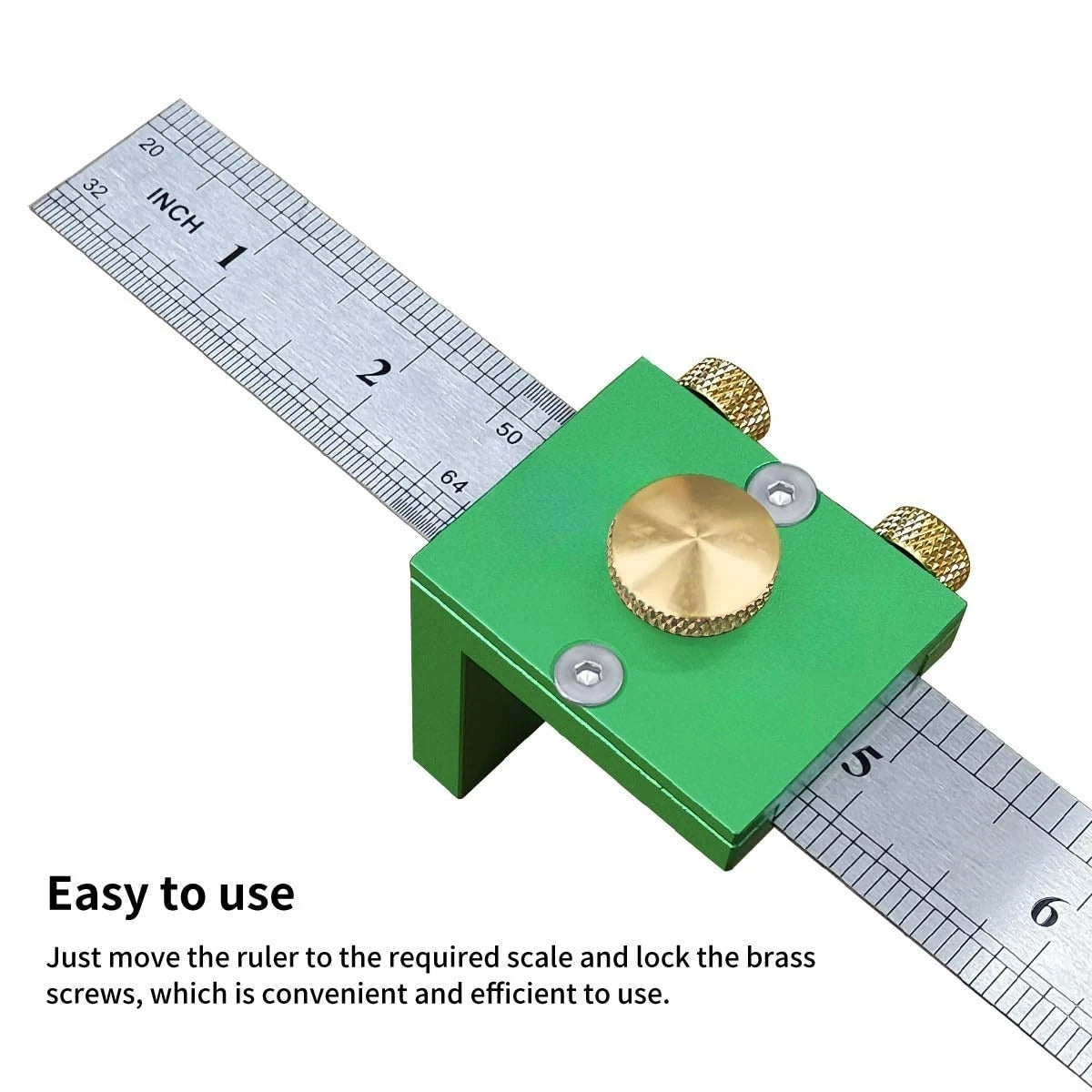 Adjustable Marking Gauge for Woodworking with L Positioning and Steel Rule