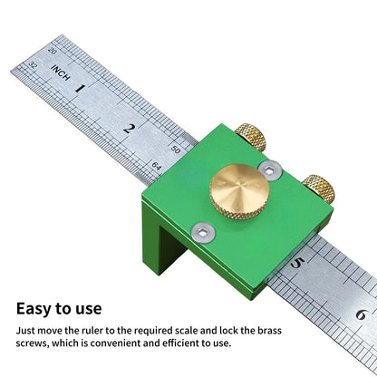 Adjustable Marking Gauge for Woodworking with L Positioning and Steel Rule