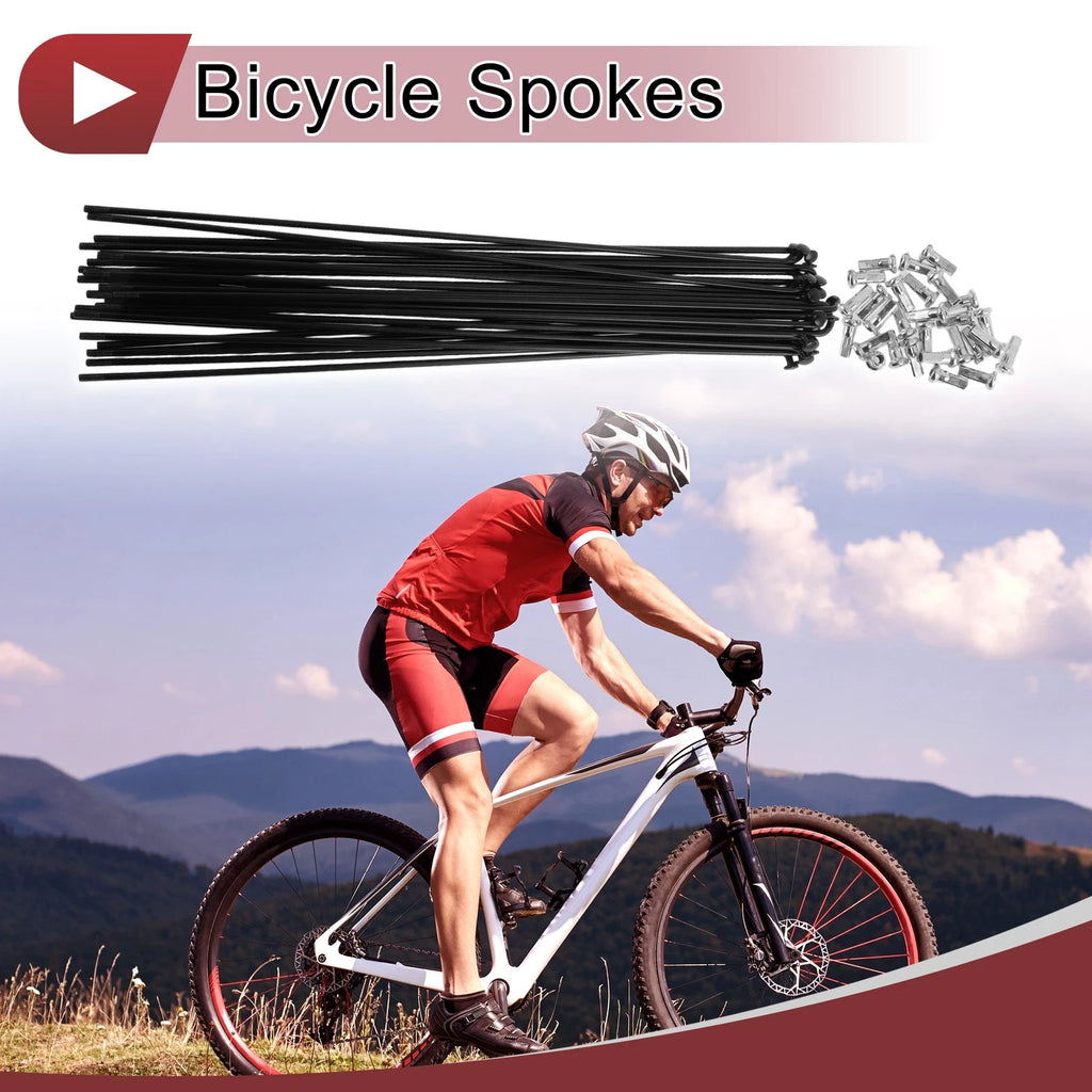 Bicycle Spoke 249 mm Carbon Steel Black Set for 12G Wheel (28 Pack)
