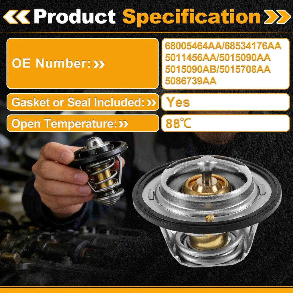 Engine Coolant Thermostat Replacement with Seal for Dodge Ram 2500 (1998–2009)