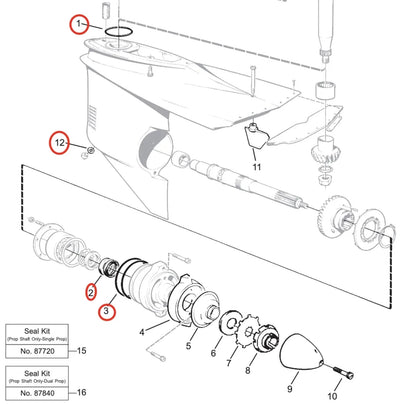 Prop Shaft Seal Kit for Volvo Penta Outdrive (897426, 925261)