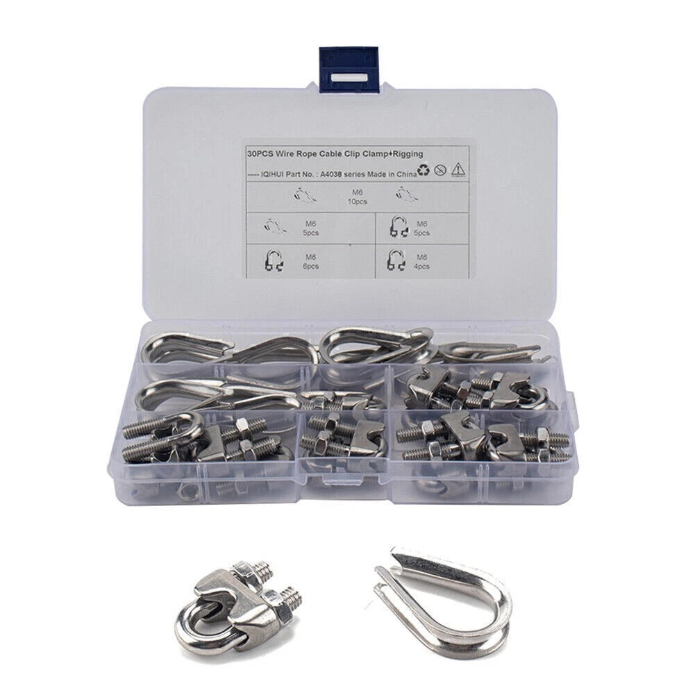 30PCS M6 Wire Rope Fixed Clamps with Triangular Ring Auto Mount Accessories