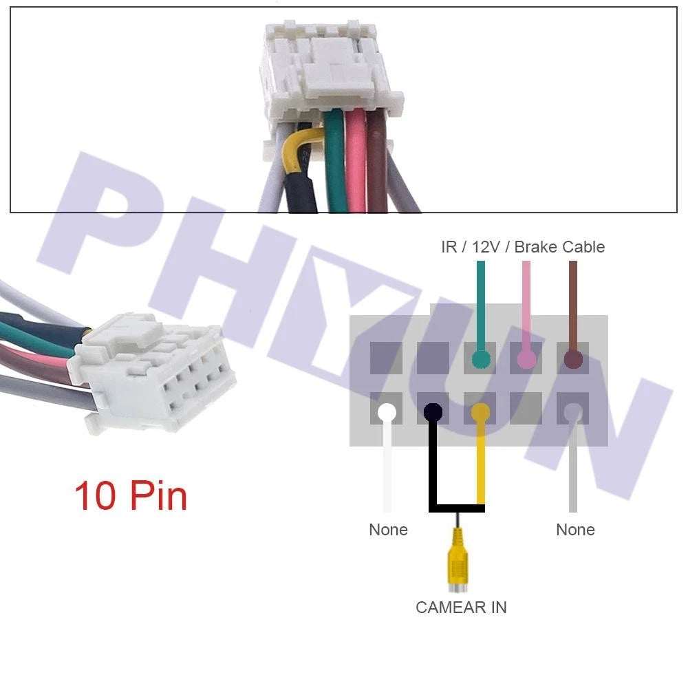 10 Pin RCA Rear View Camera Video Input Cable Adapter for Car Android Radio