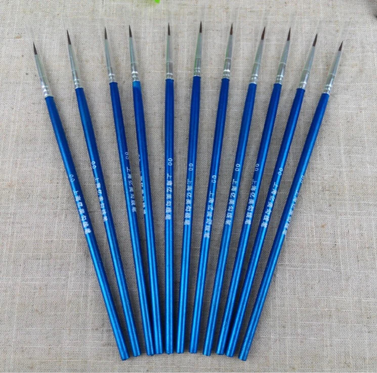 10Pcs Nylon Hair Round Pointed Tip Paint Brushes for Artists