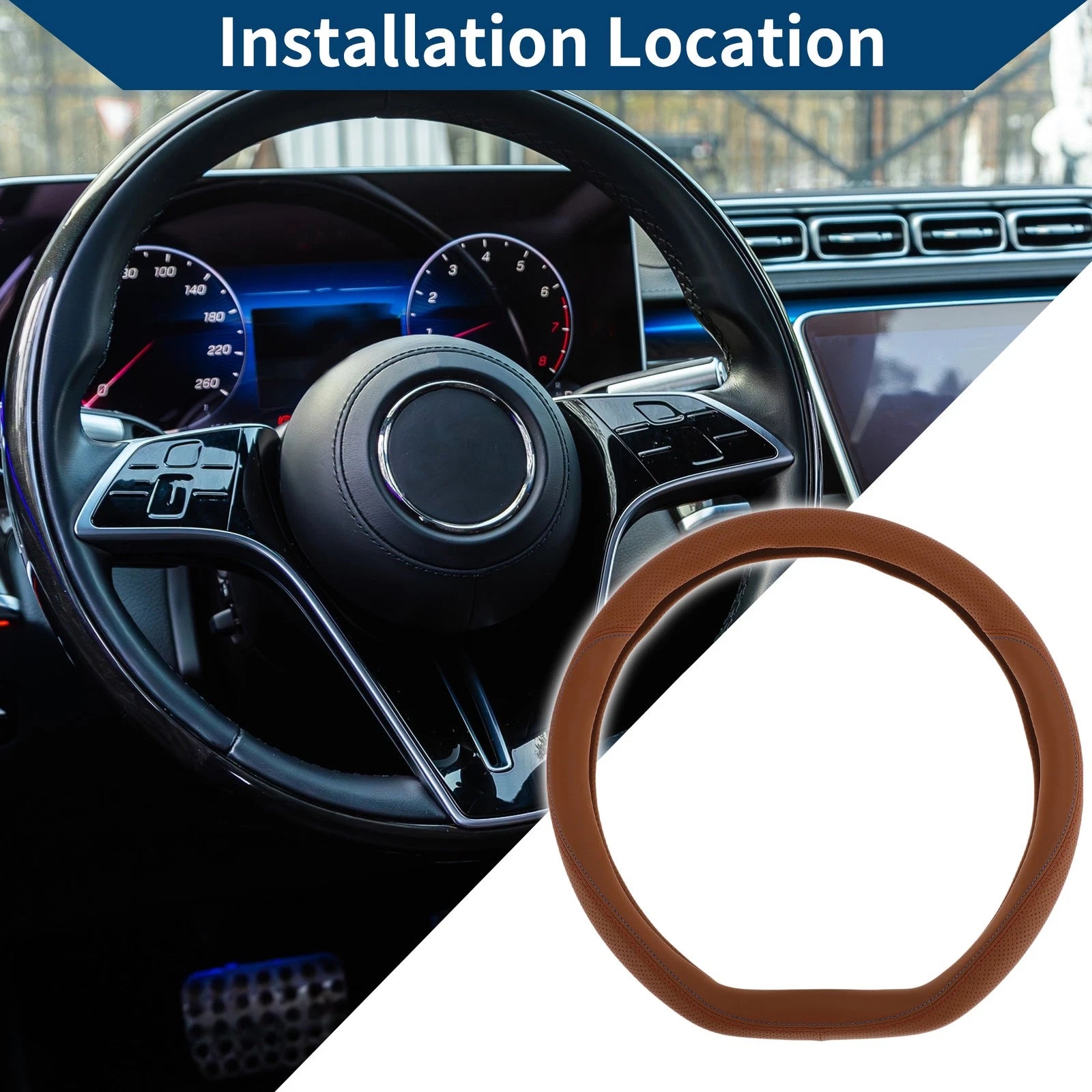 Rubber Steering Wheel Cover for Universal Fit (14.96")