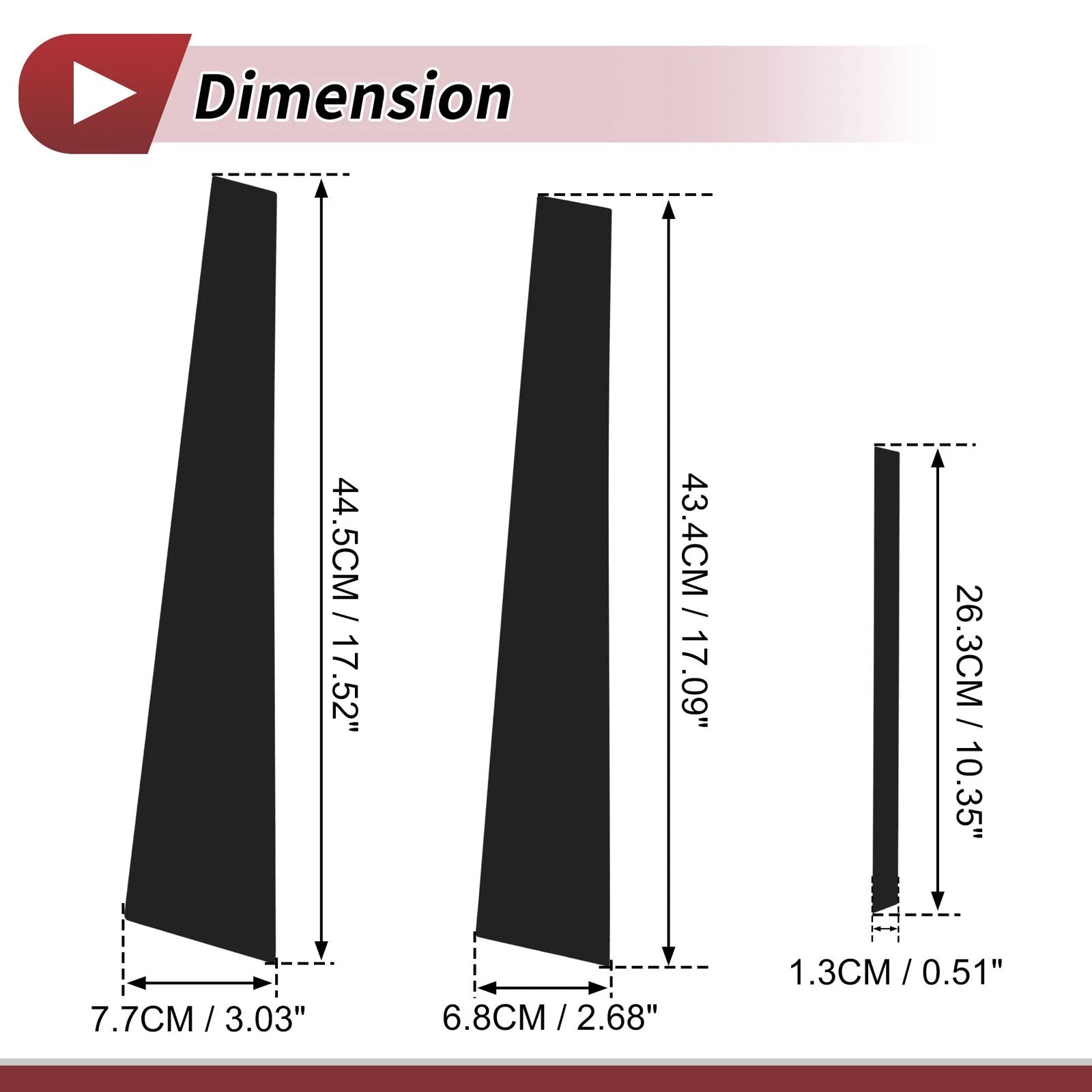 Door Pillar Window Trim Set for Lexus ES 1997–2001 Black (6 Pieces)