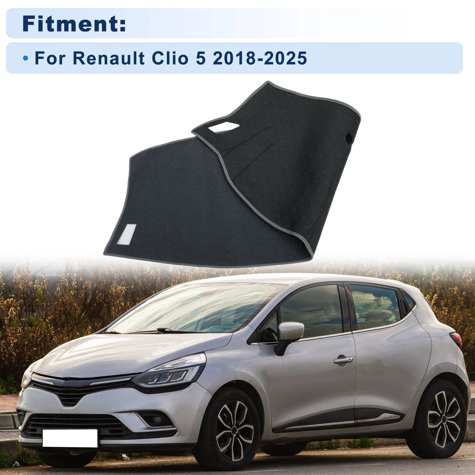 Dash Cover Set for Renault Clio 5 (2018–2025) Polyester Gray