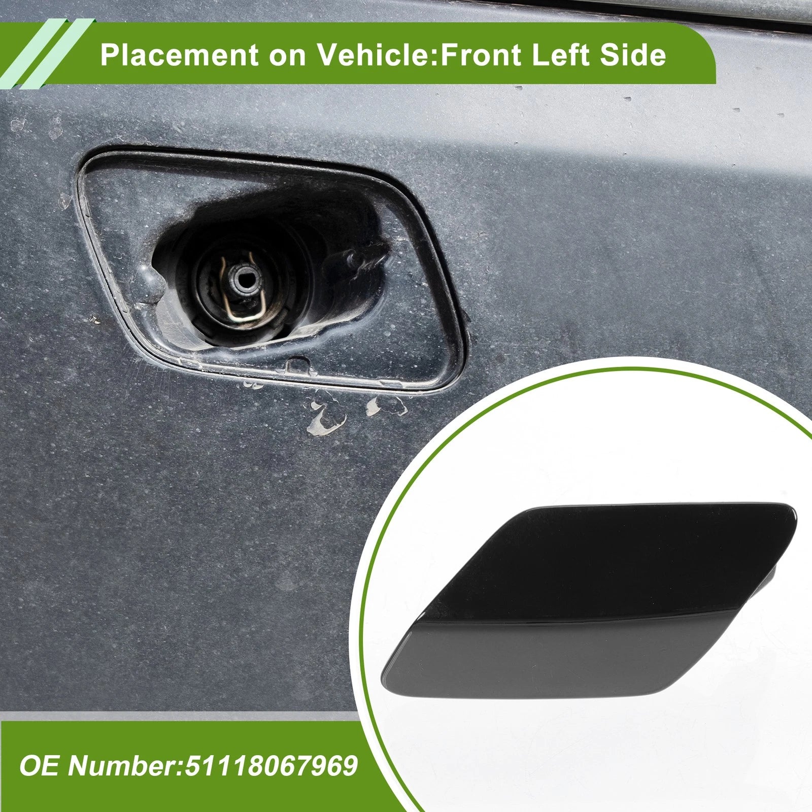 Front Left Washer Nozzle Cover Cap Replacement for BMW 320i (2013–2018)