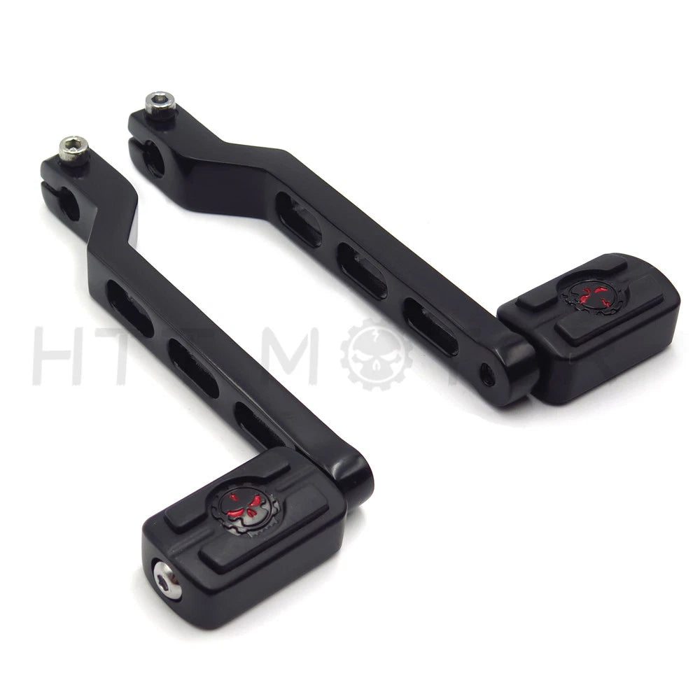 Black Skull Heel Toe Shift Levers w/ Pegs for Harley Electra Glide (1988–2017)