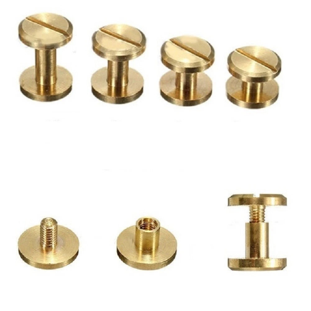 5Pack Flat Belt Screw Rivet Studs for Leather Craft - Brass