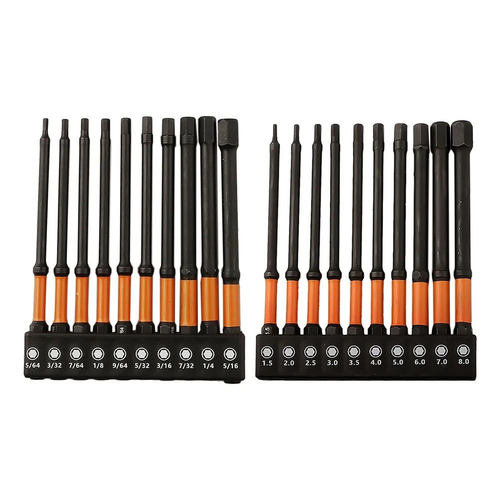 20pcs Hex Bit Set Metric SAE 100mm with Magnetic Holder