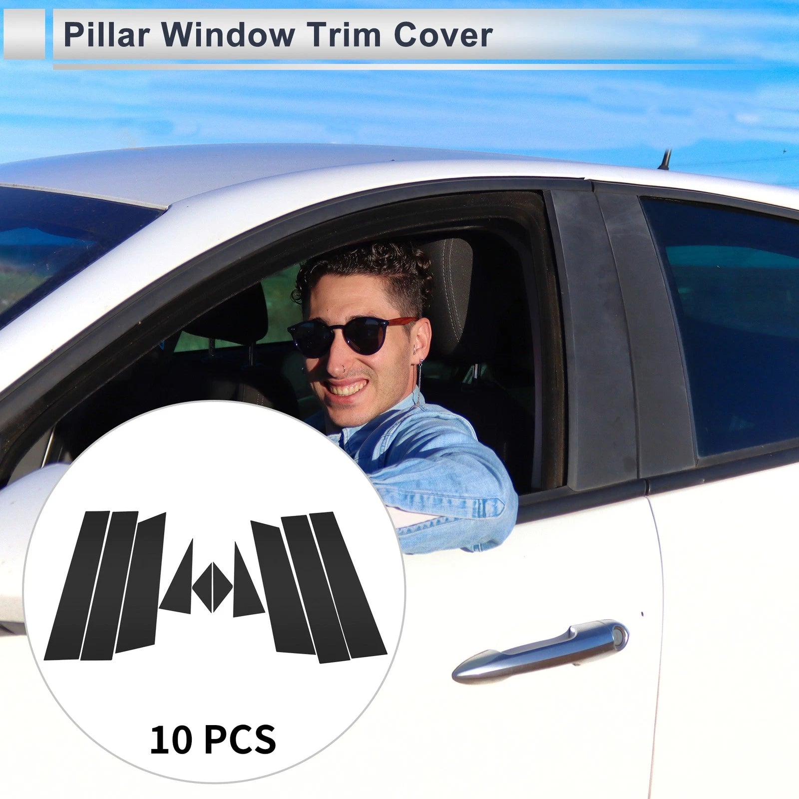10 Pcs Door Pillar Window Trim Replacement for Mazda CX8 (2018–2023) Black