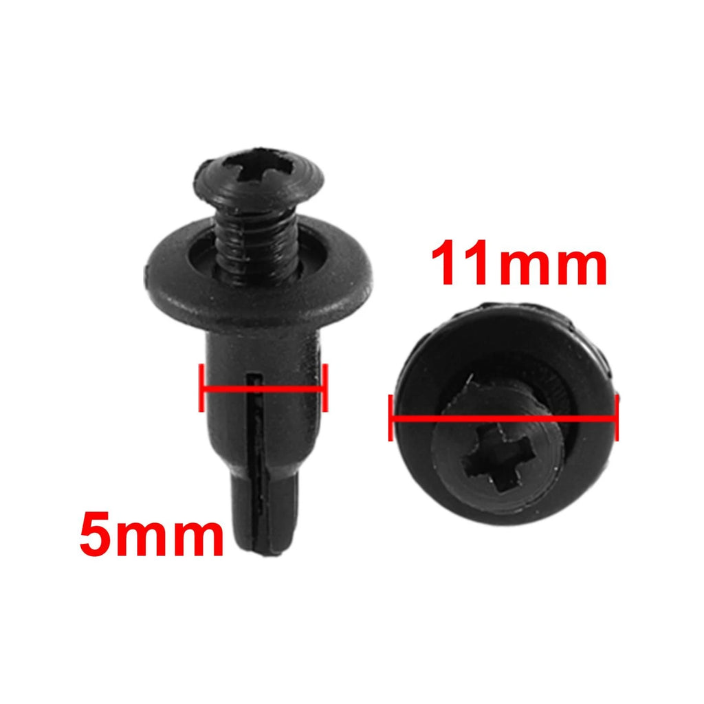 50 Pcs 11mm x 5mm Black Plastic Rivet Clips for Bumper Trim Panel