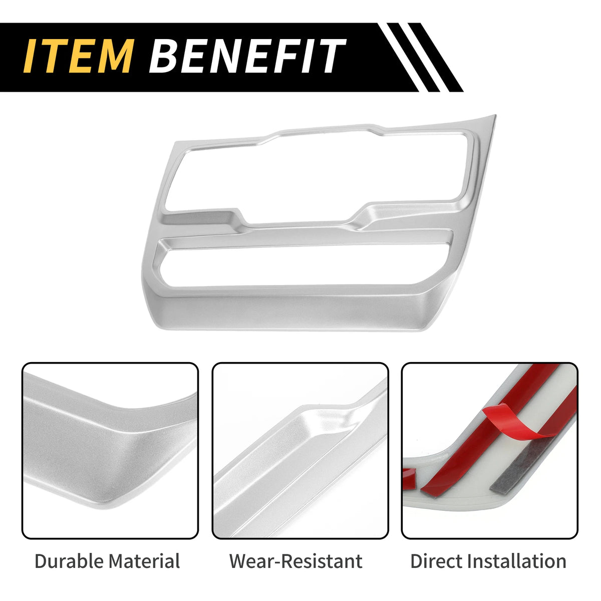 Dashboard Center Window Control Panel Cover for Jeep Wrangler JL (2018–2023) Silver Tone