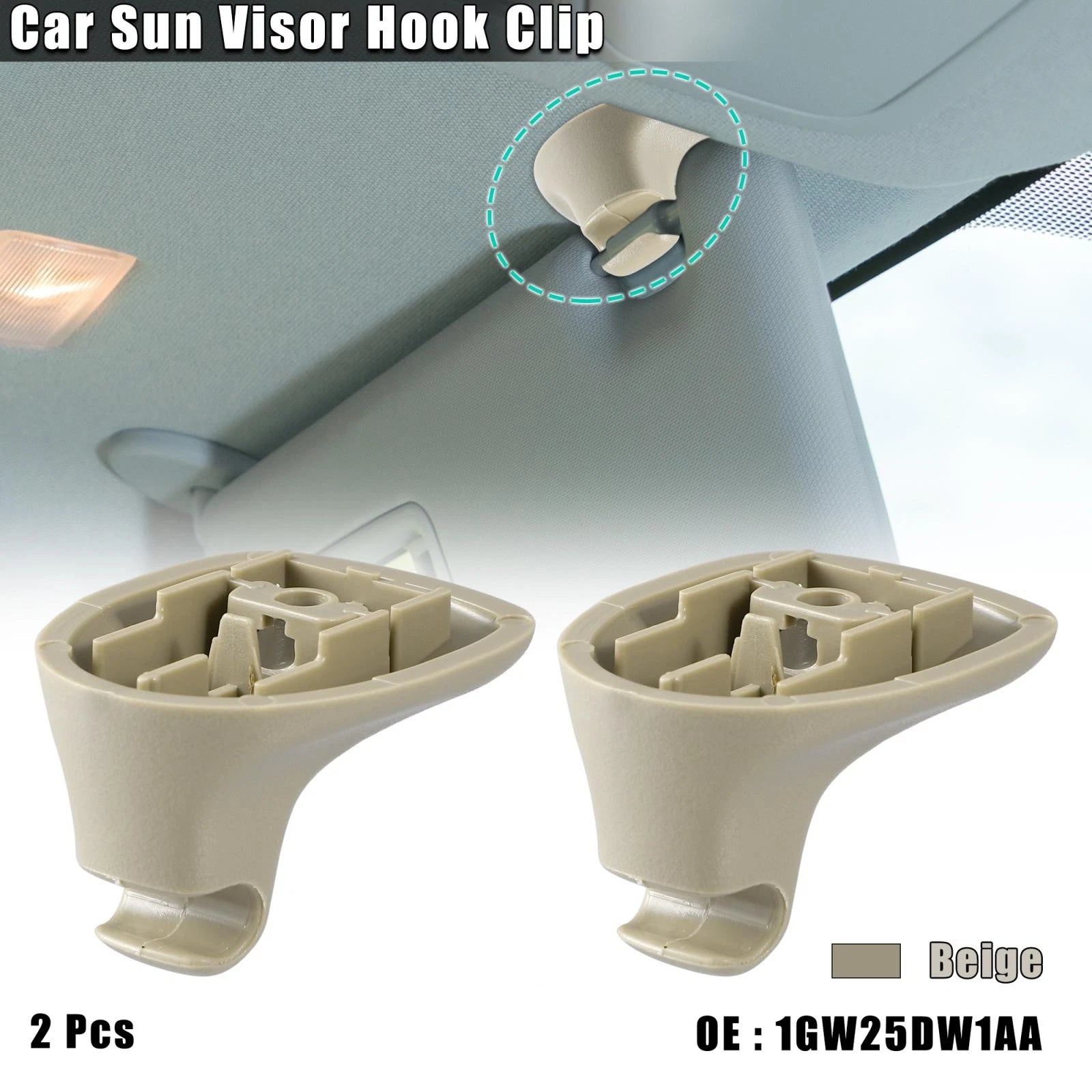Sun Visor Hook Clip Beige Front Left Right Replacement for Dodge Magnum (2005–2007)