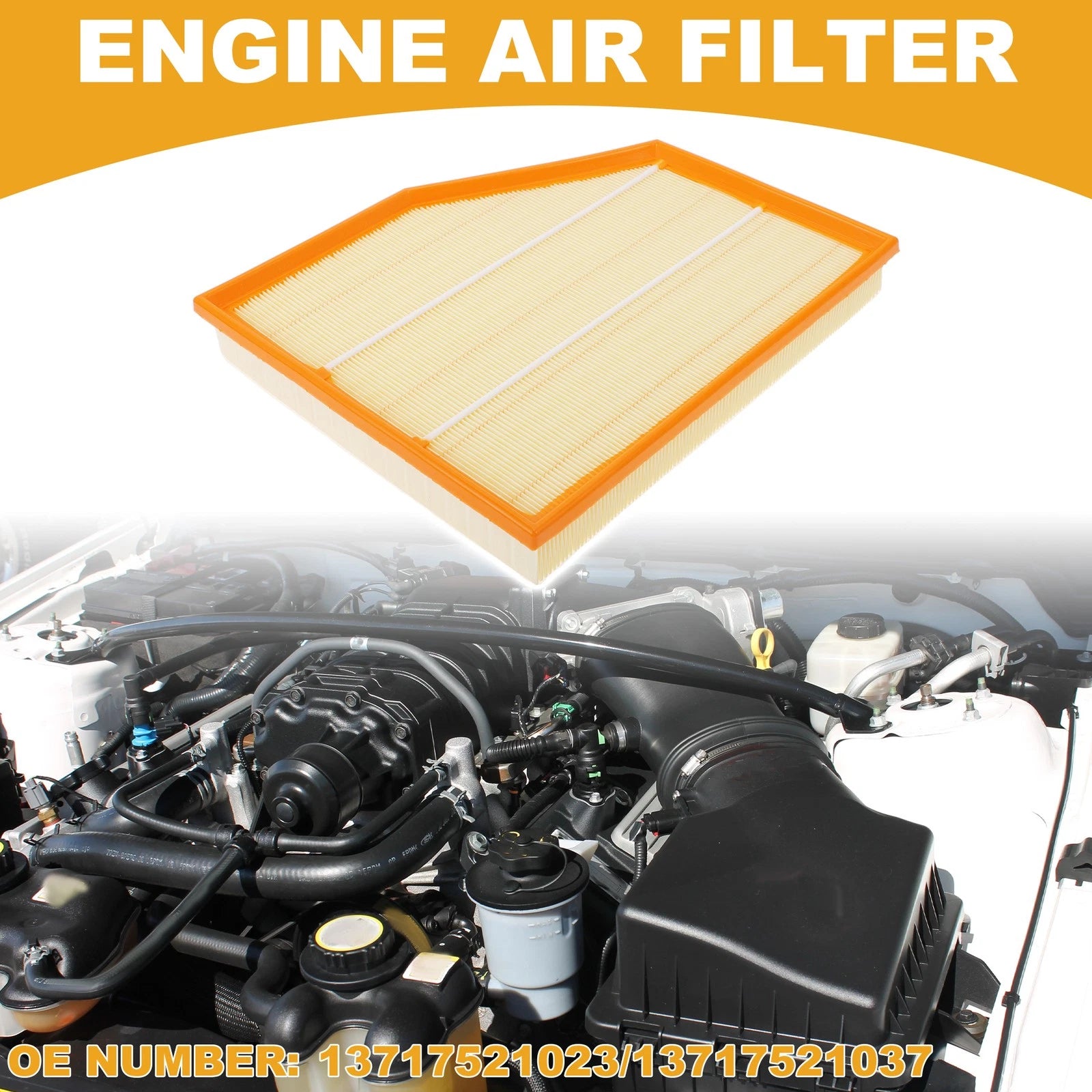 Engine Air Filter Replacement for BMW 550i Base 4.8L (2006–2010) 1 Pc