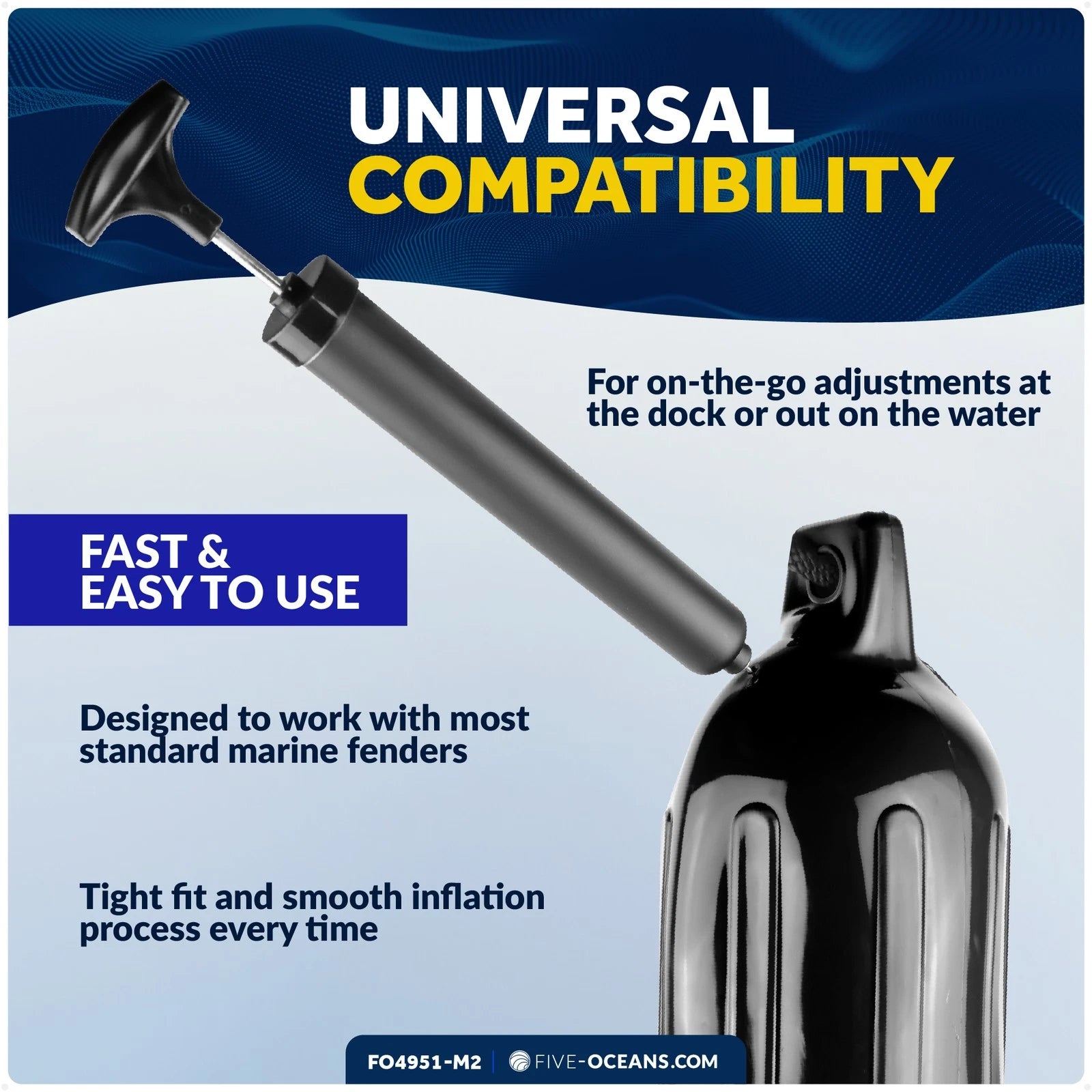 2-Pack Inflator Pump Kit for Boat Fender (Includes 2 Hand Pumps & 8 Needles)