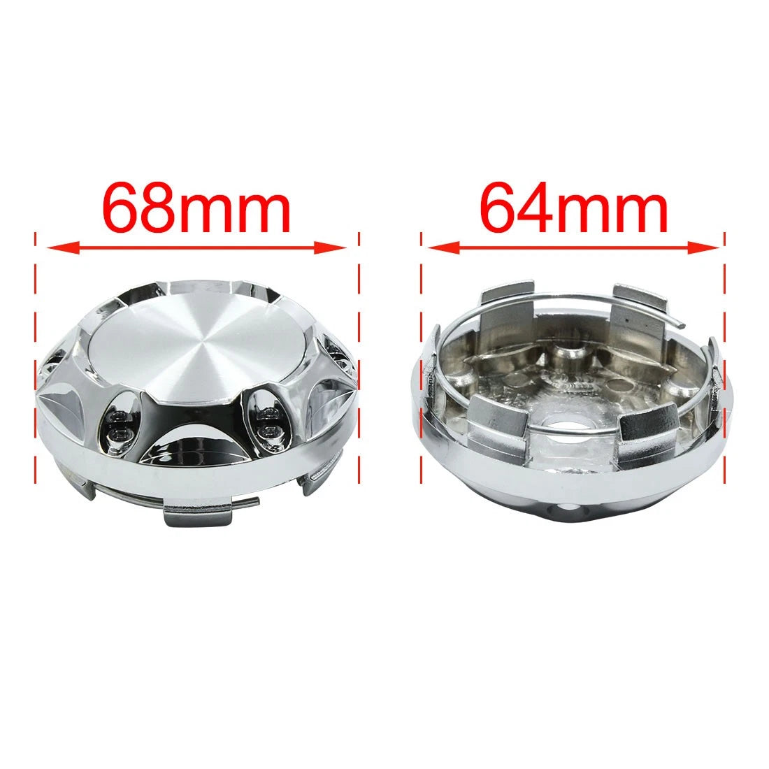 Set of 4 Silver Tone 68mm Wheel Center Hub Caps for Universal Fit