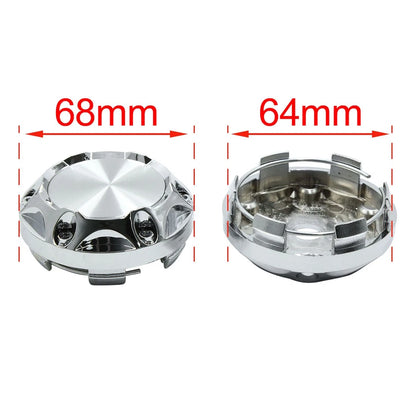 Set of 4 Silver Tone 68mm Wheel Center Hub Caps for Universal Fit
