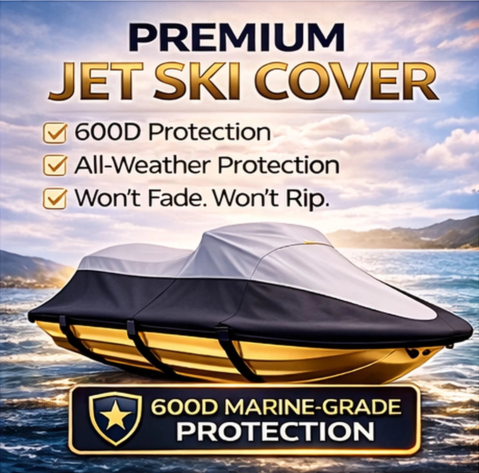Jet Ski Cover for Sea-Doo GTX GTI GT GTS (600D, All Weather)