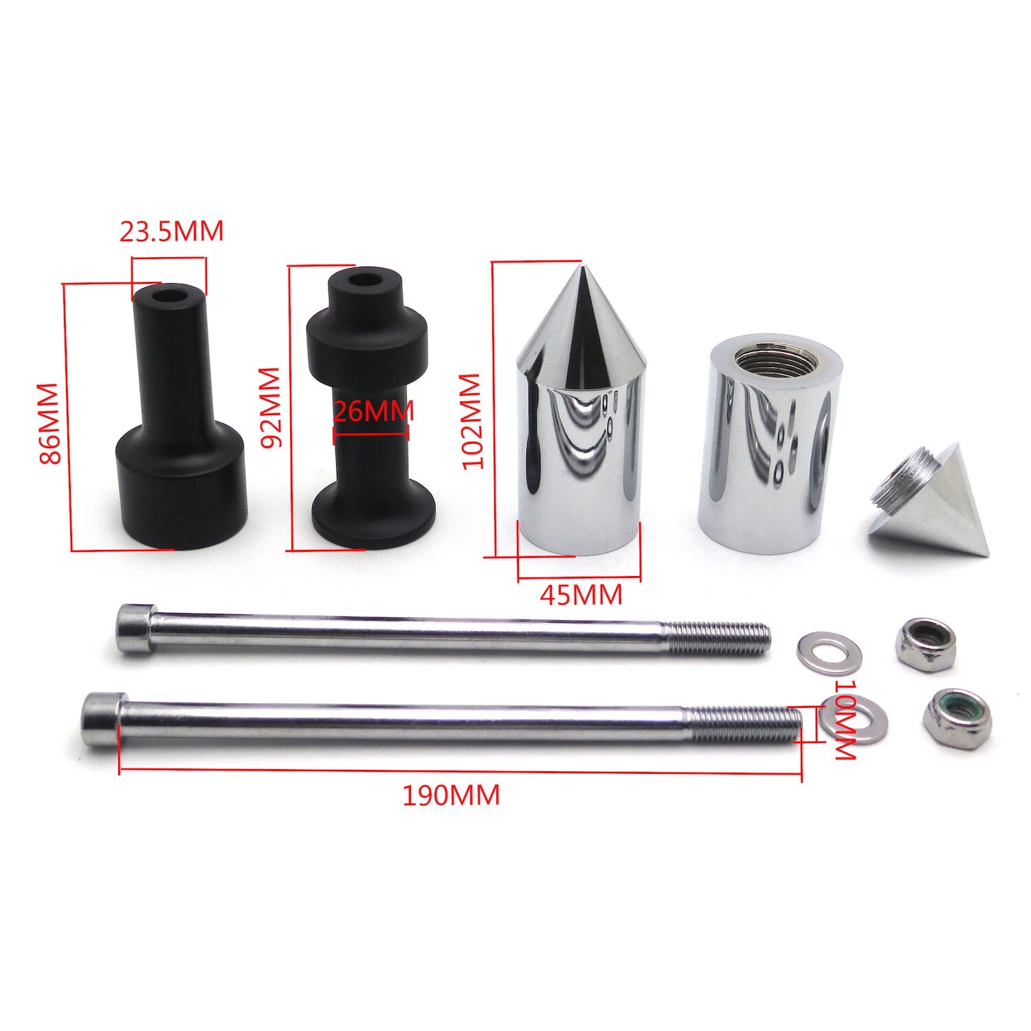 Chrome Spike Frame Slider Crash Protector for Kawasaki Z1000 (2003–2006)
