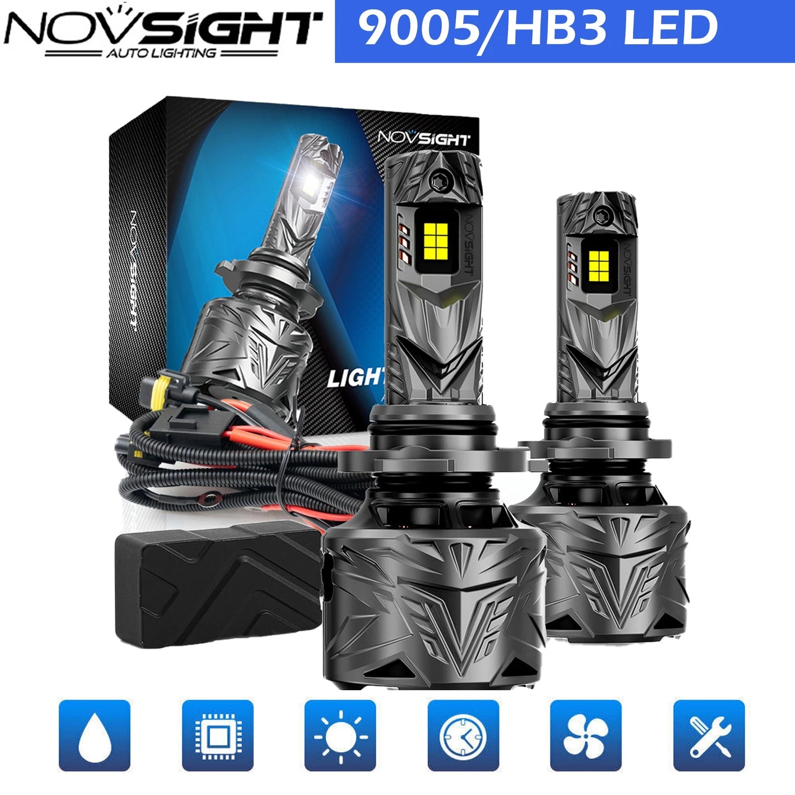 2X HB3 9005 LED Headlight Bulbs for