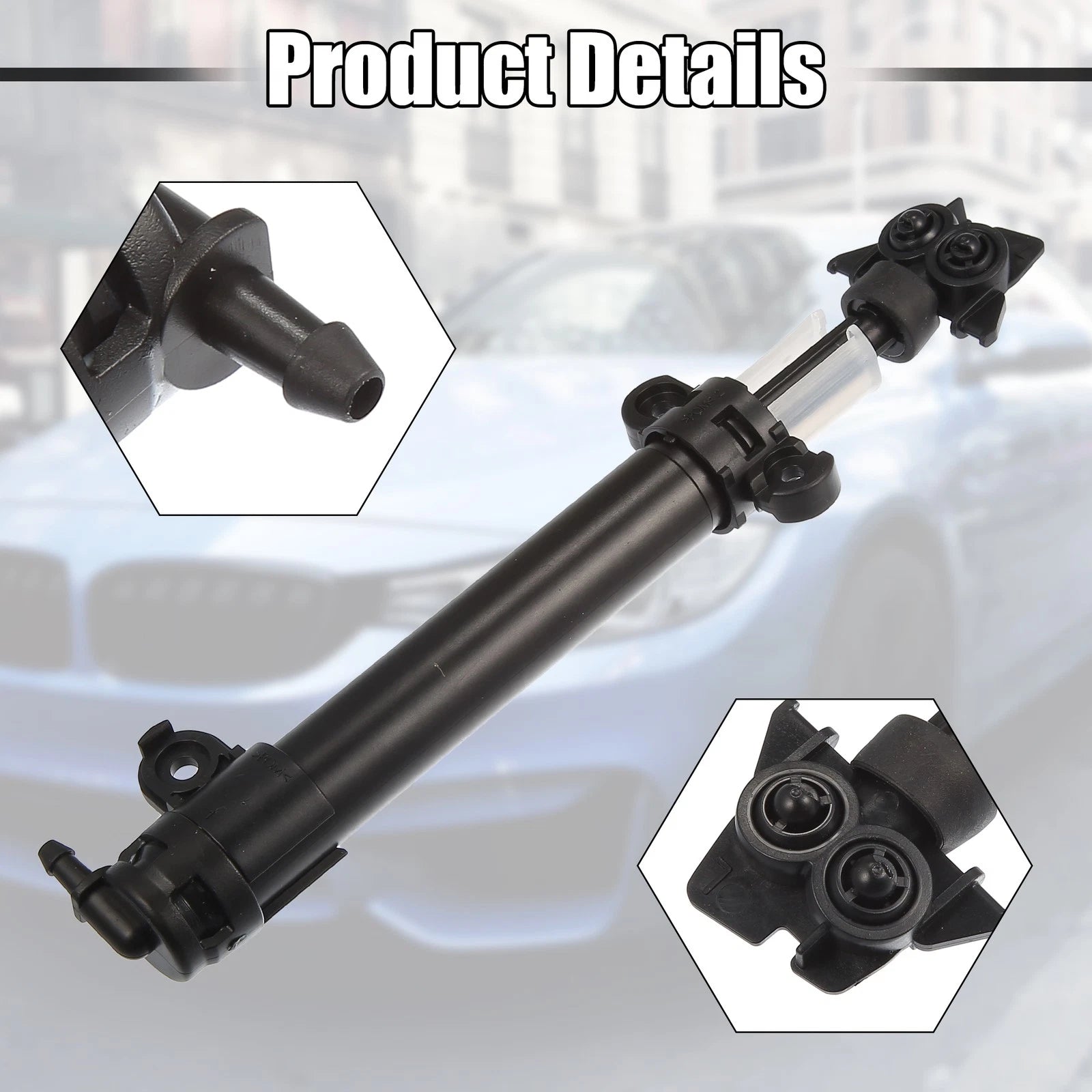 Front Left Headlight Washer Nozzle for Jaguar XF (2012–2015) 2X Black