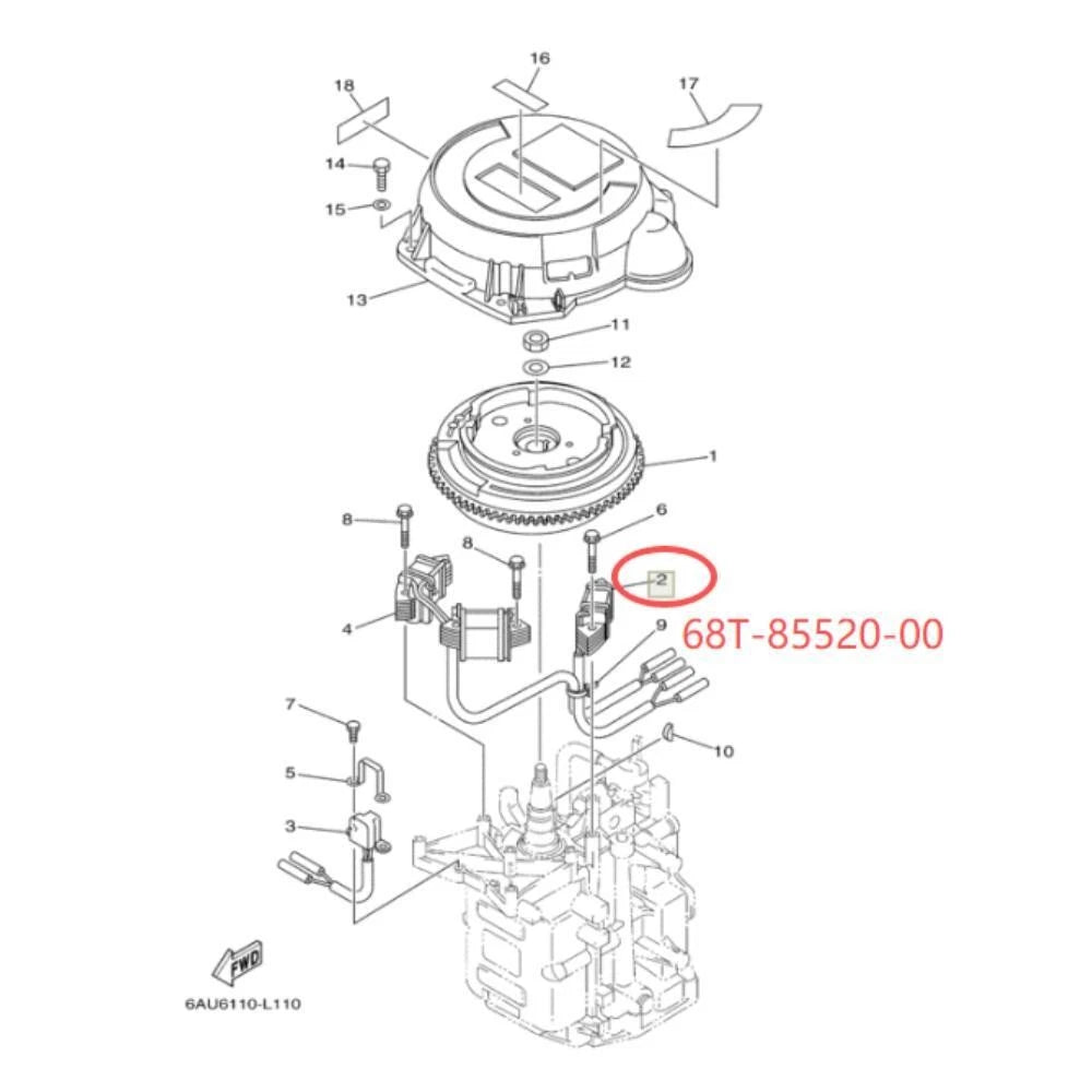 Ignition Coil for Yamaha Outboard (68T‑85520‑00)