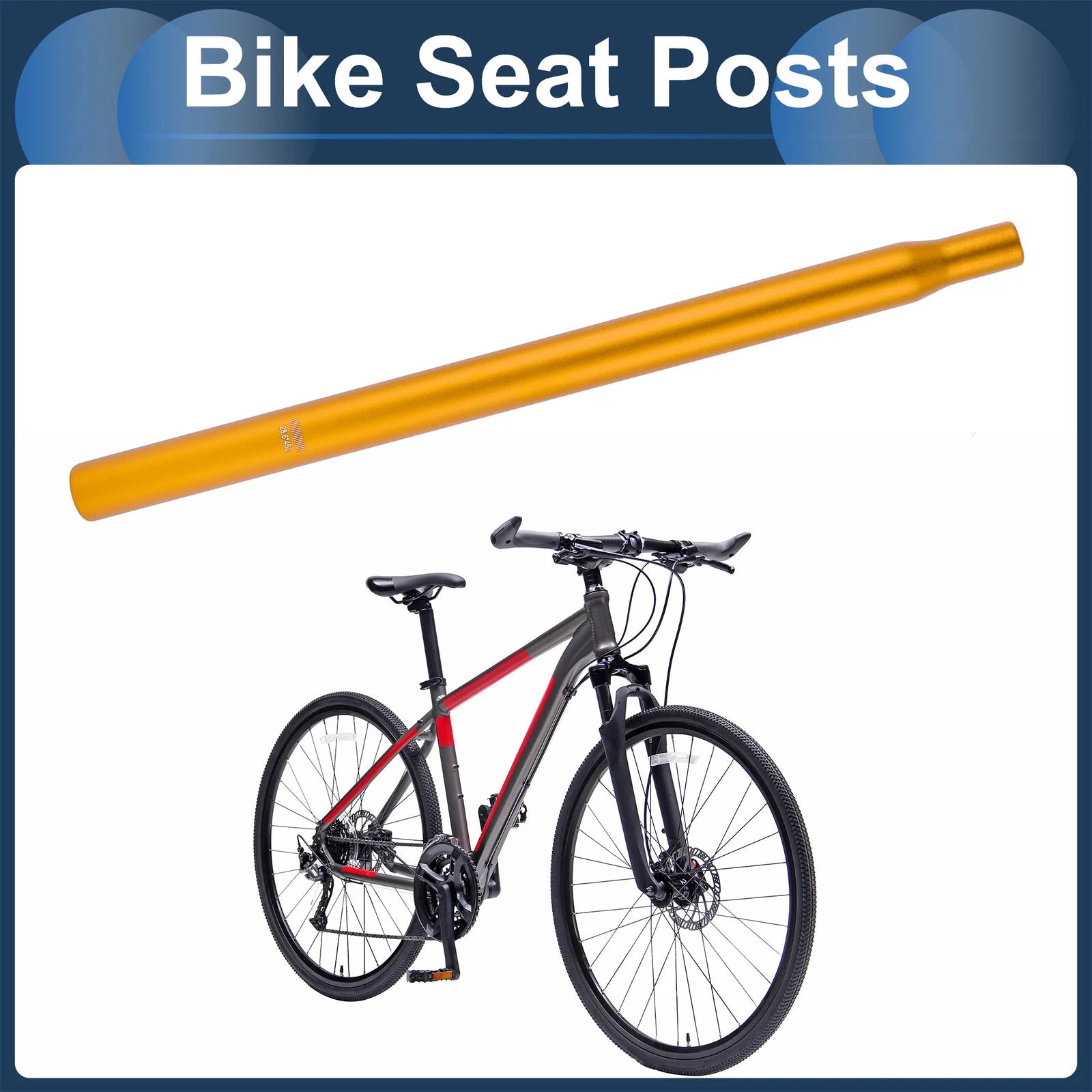 Seat Post 28.6x450mm Replacement for Bike Bicycle MTB Road (2000–2025)
