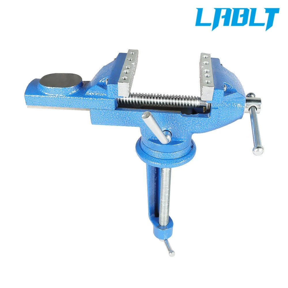 3" Bench Vise with Clamp Post and 360° Swivel Base for Universal Use