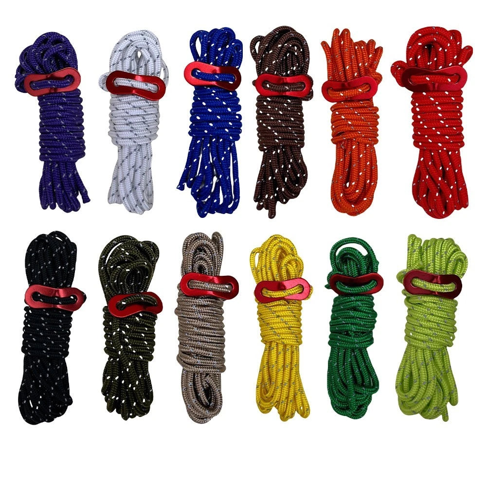 4mm Reflective Camping Rope for Tents and Tarps with Adjustable Buckle