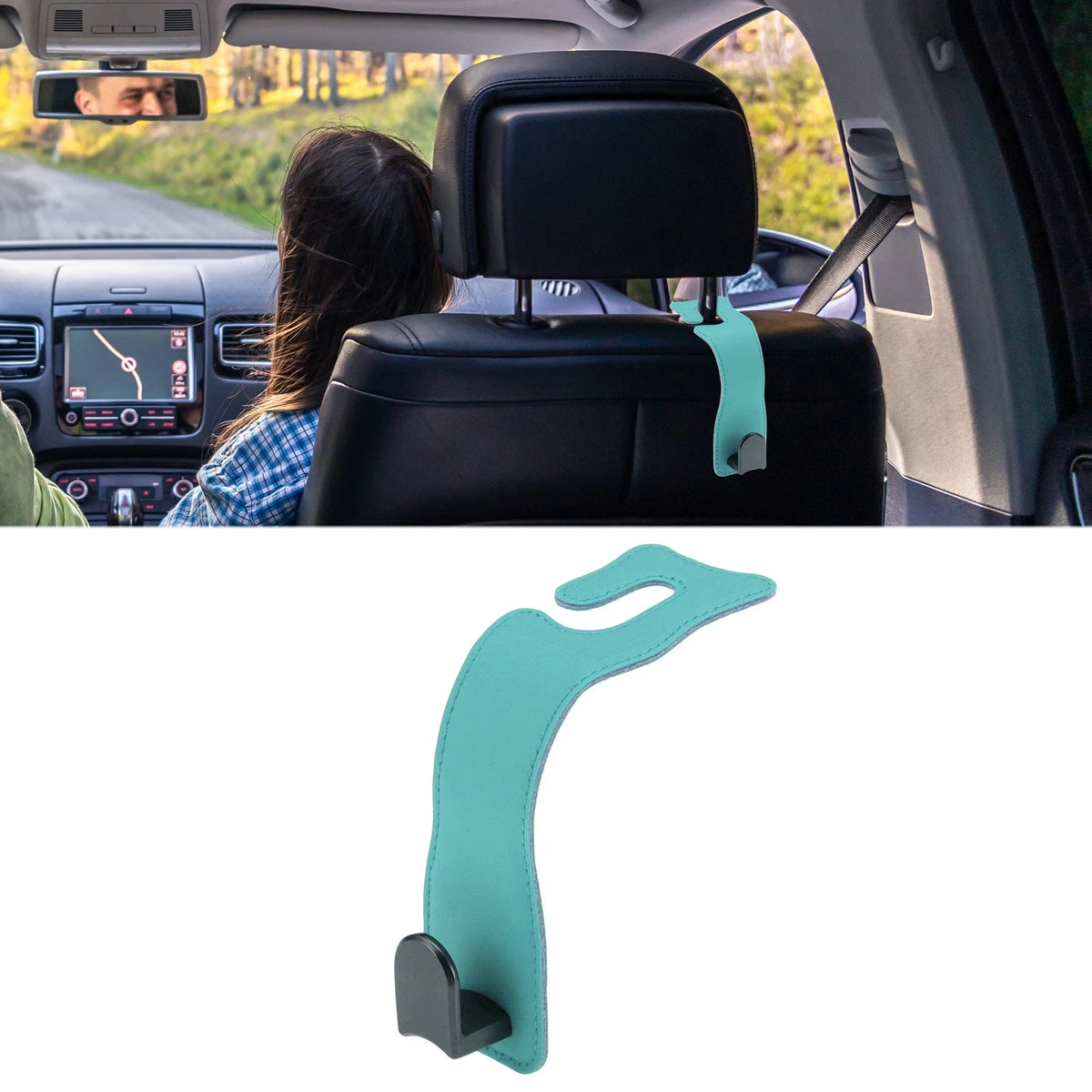 1 Pc Faux Leather Metal Car Seat Headrest Hook for Universal Fit