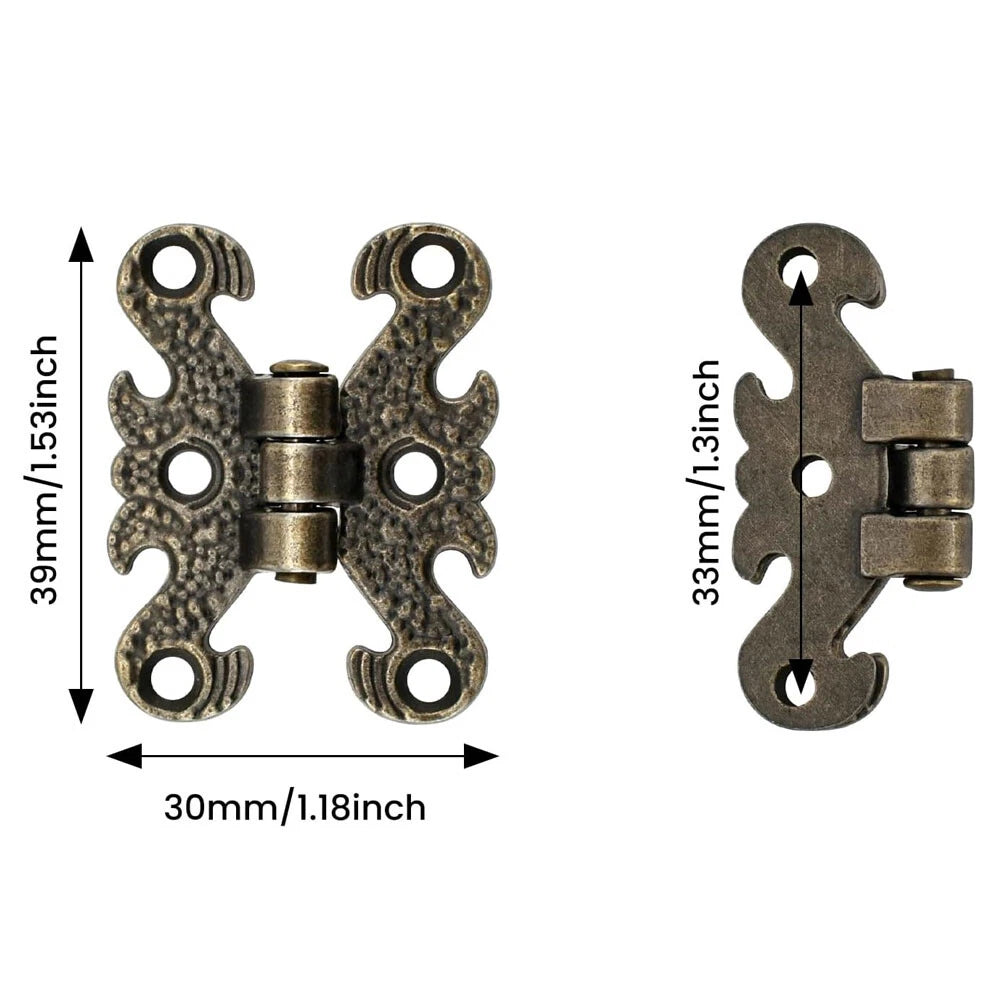 6x Antique Bronze Mini Folding Hinges for Jewelry Box Toolbox Decor