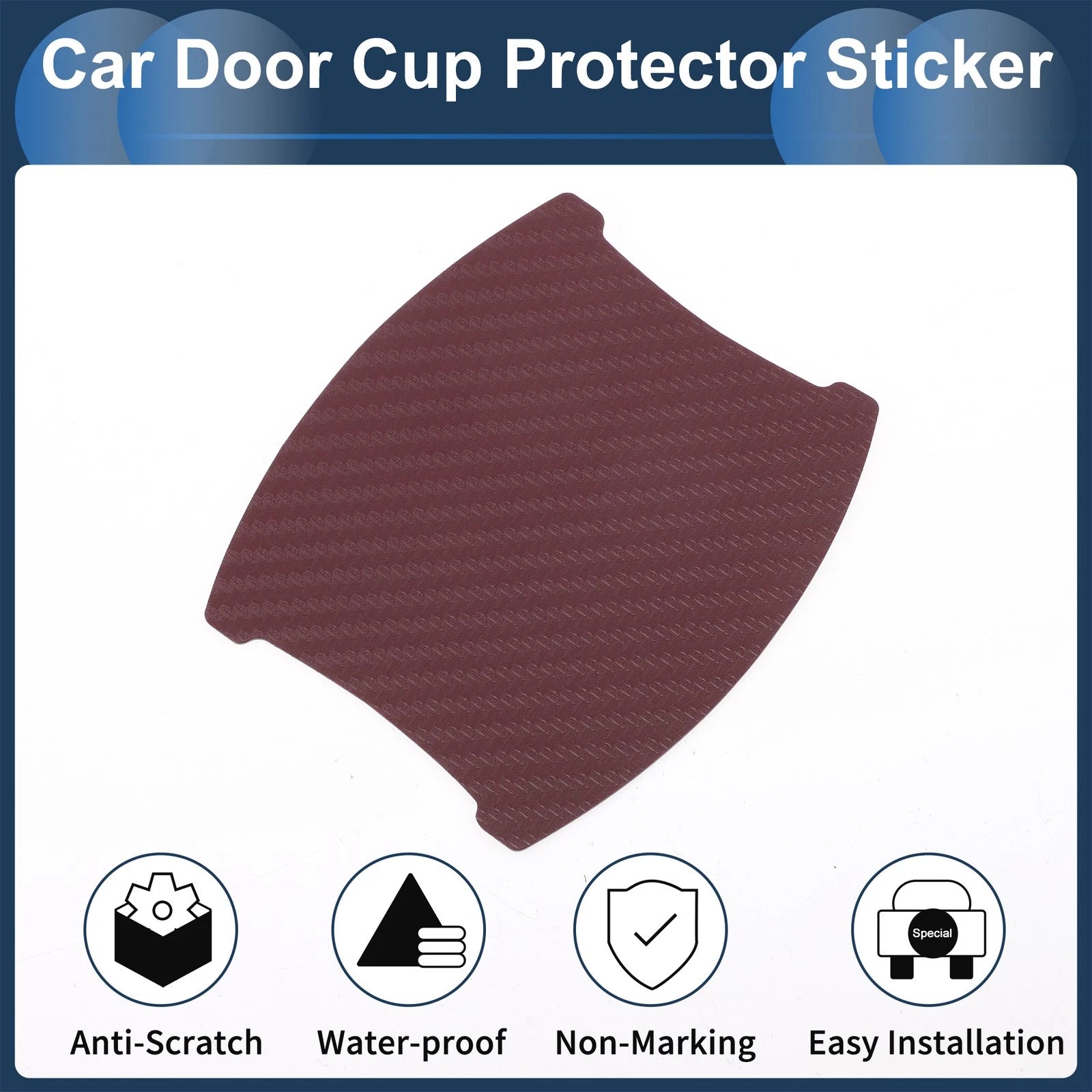 3D Car Door Handle Scratch Protector for (84x94mm) Wine Red
