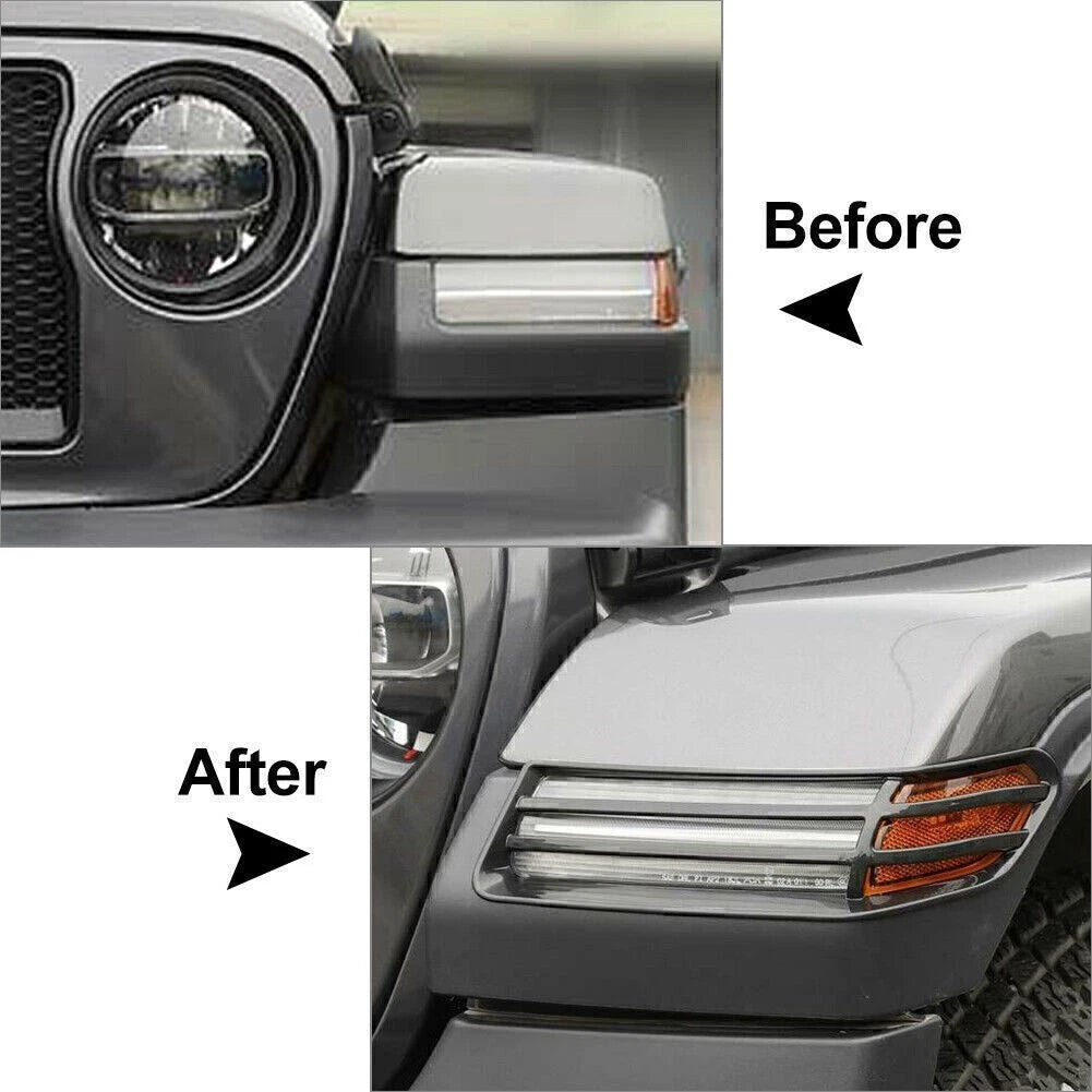 2X Front Wheel Eyebrow Light Decor Cover Trim for Jeep Wrangler JL (2018–2020)