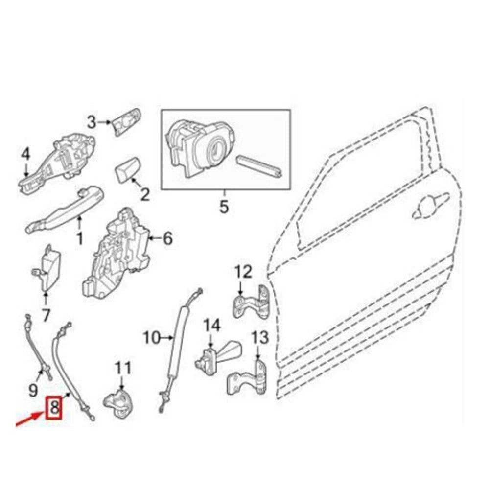 Front Door Lock Cable for Land Rover Range Rover Evoque (2012–2019) LR025409