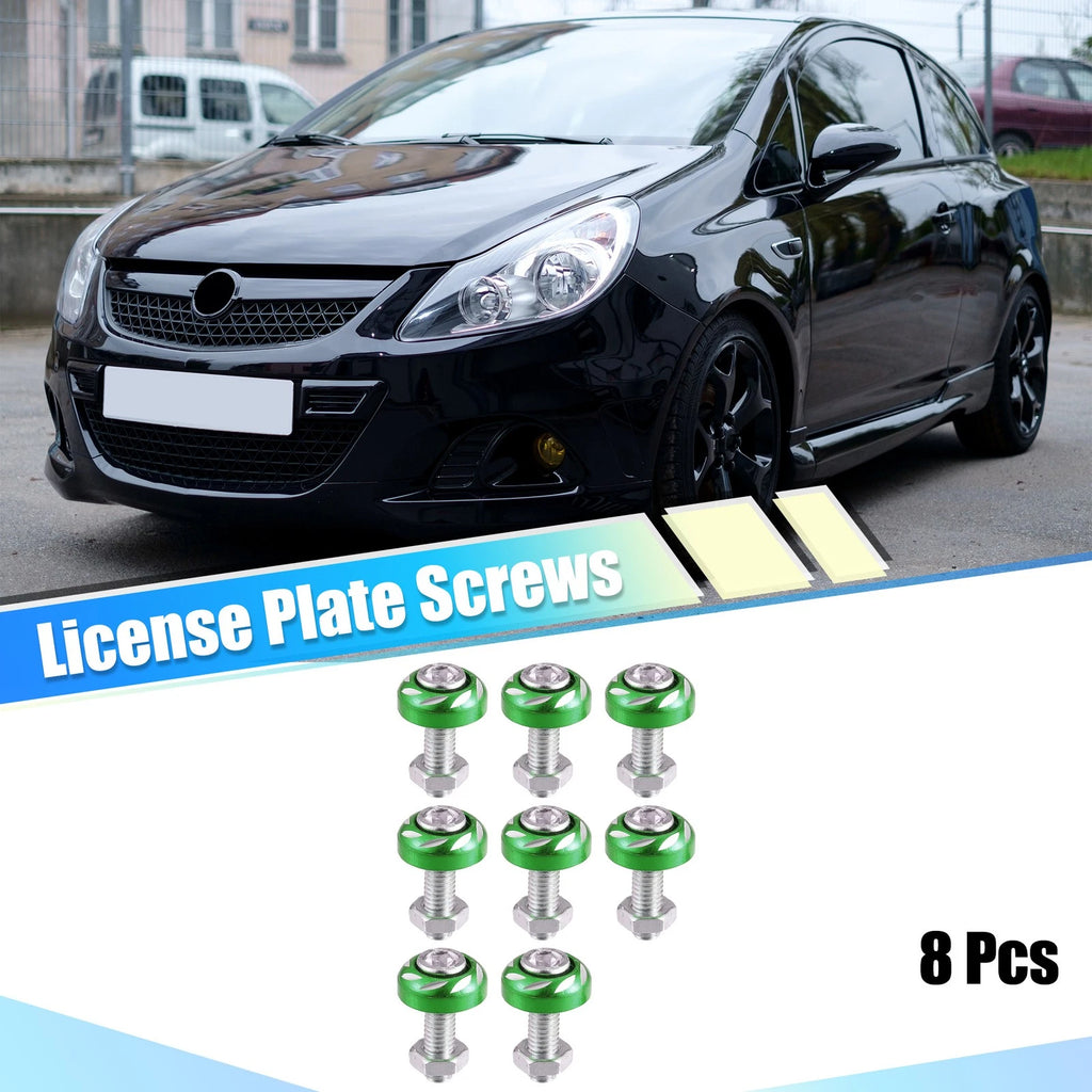 Aluminum License Plate Bolt Screw Nuts 8 Pc Kit for Car Motorcycle Green ( )