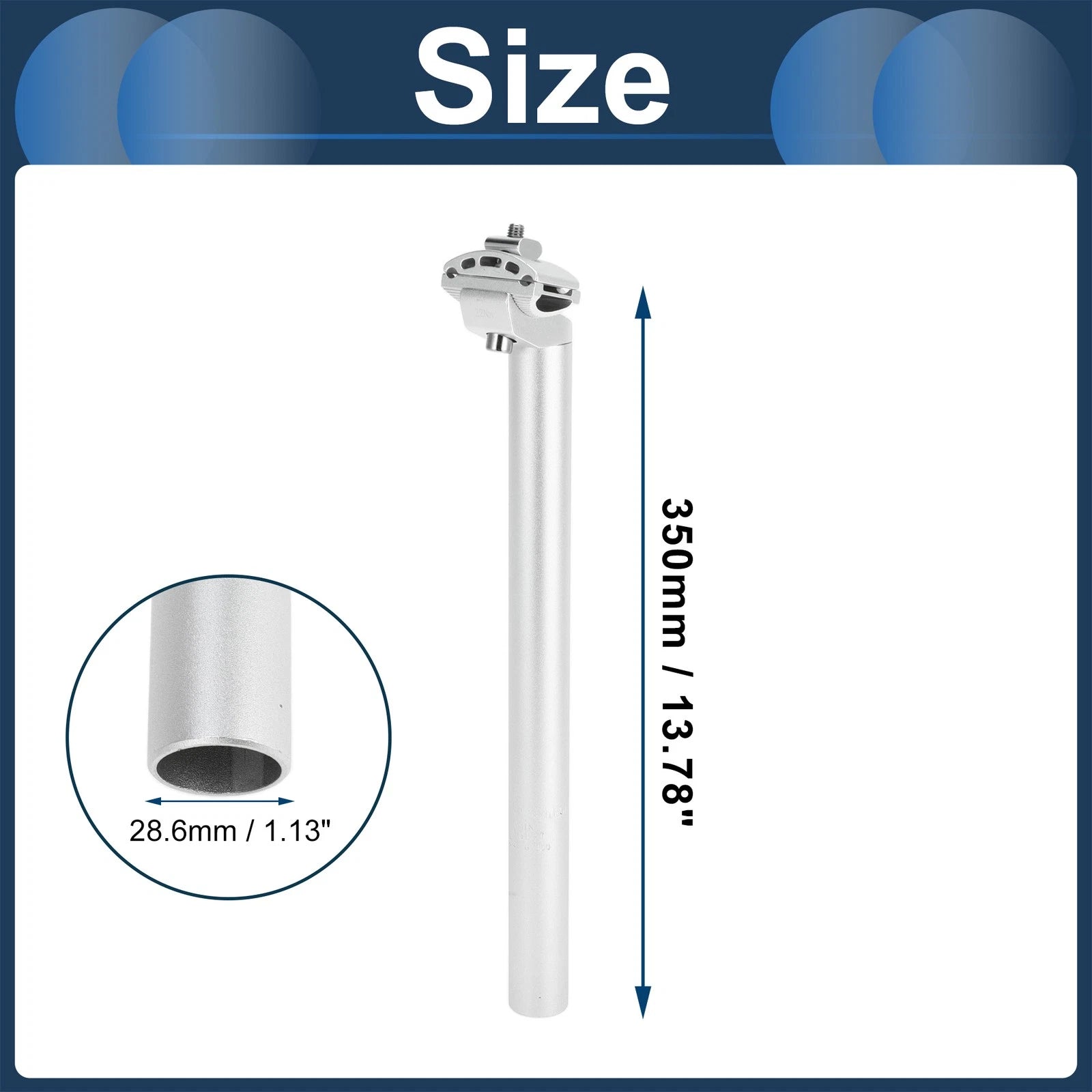 Seat Post 28.6x350mm Adjustable Replacement for Bike Bicycle MTB Road (2005–2015)