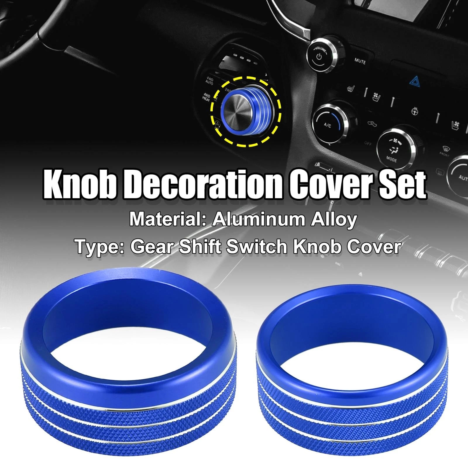 Headlight Switch Knob Trim Cover Set for Dodge Ram (2018–2020) Blue