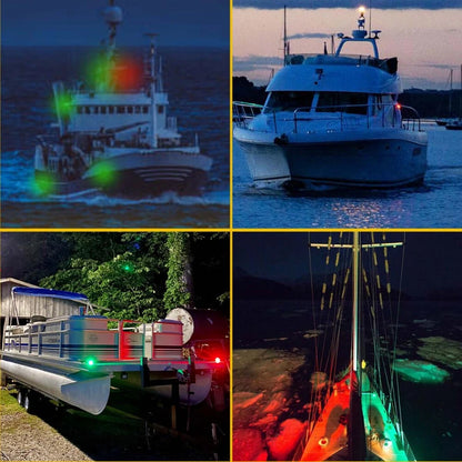 2X LED Boat Navigation Lights Red & Green for Marine Bow Light