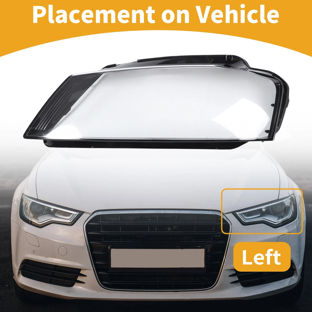 Headlight Lens Cover Front Left for Audi A3 (2009–2012) Clear Black
