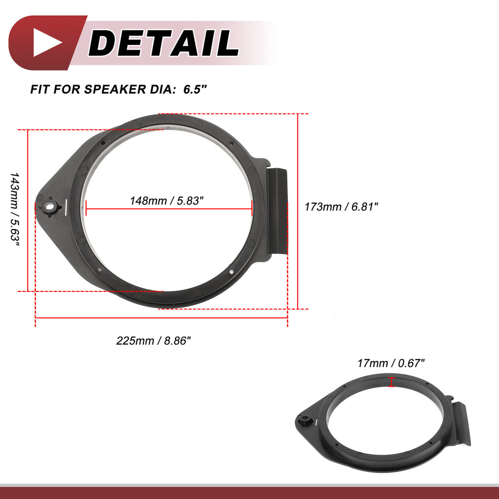 Speaker Spacer Ring Adaptor for Chevrolet Avalanche 6.5in (2007–2020) 2 Pcs