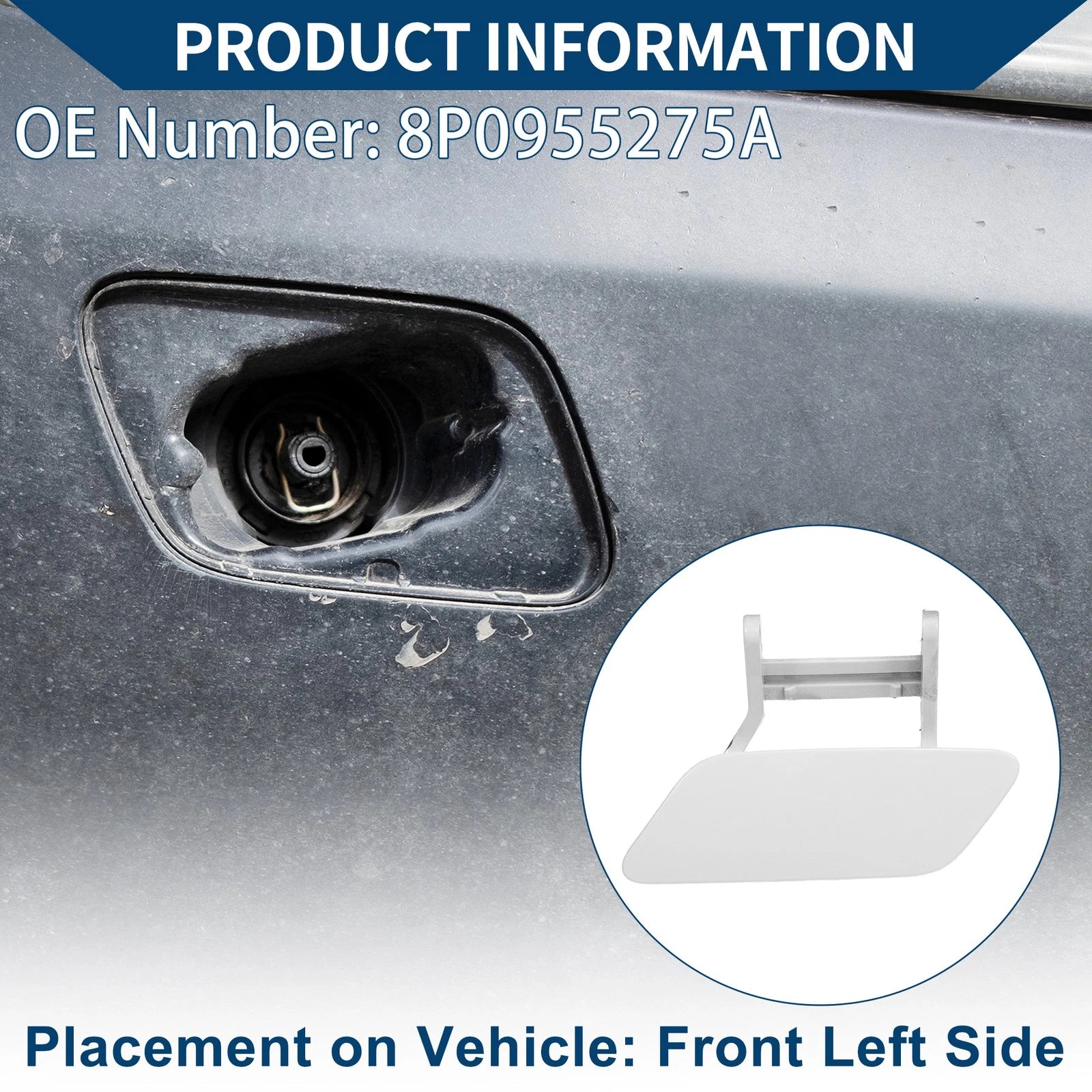 Front Left Washer Nozzle Cover Cap Replacement for Audi A3 (2008–2014)