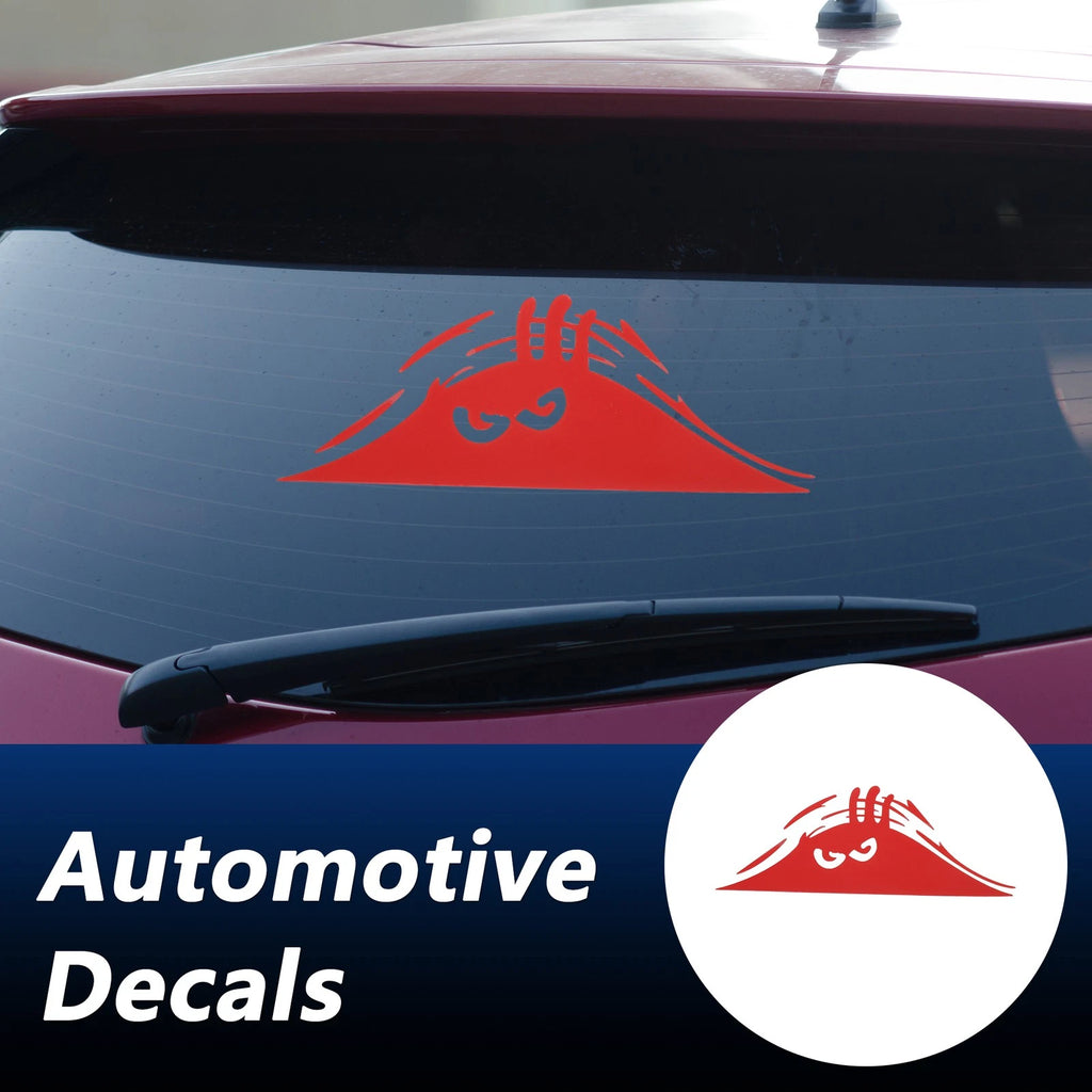 Reflective Bumper Decal for Car (Red Square Angry Eyes)