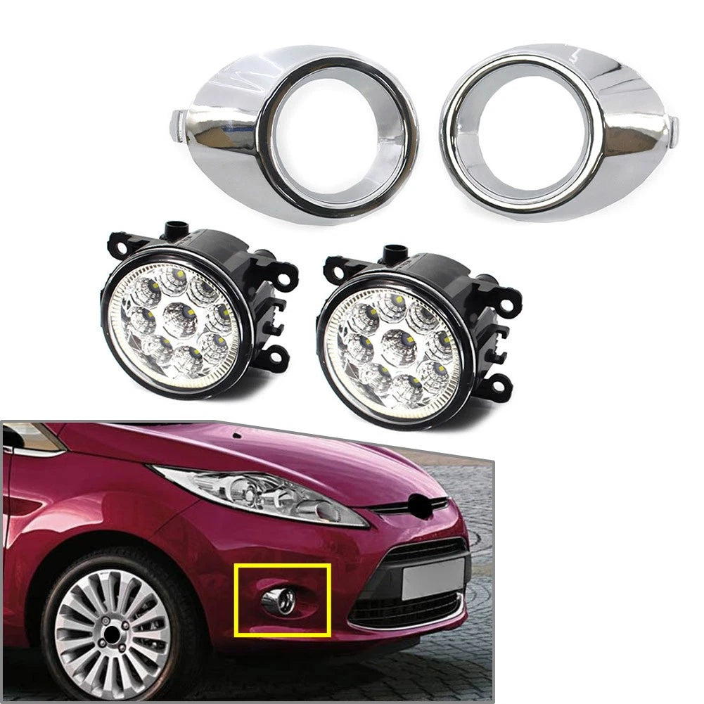 Fog Light Set for Ford Fiesta (2008–2012) - Daytime Running Lights, Frame Trim