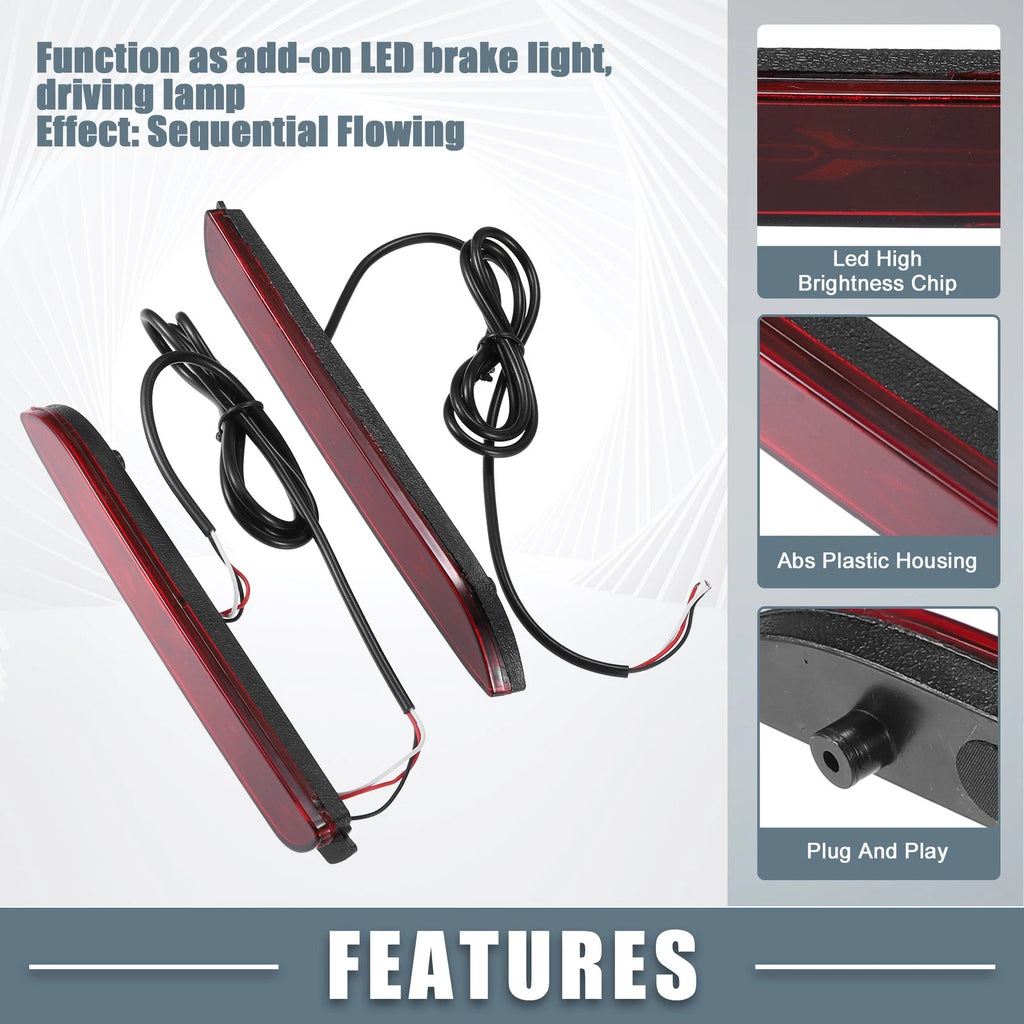 Pair Rear Bumper Reflector Light for Toyota Camry (2006–2014) Red