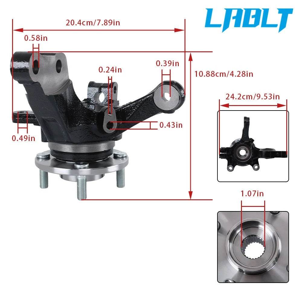 Front Left Wheel Hub Bearing Steering Knuckle for Nissan Versa Note (2013–2019)