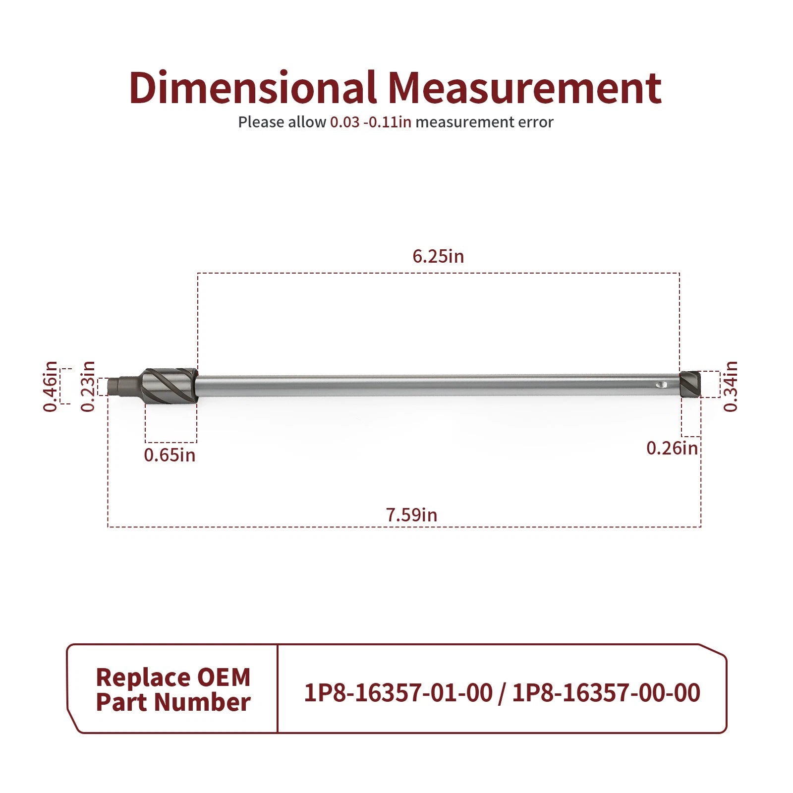 Clutch Push Rod for Yamaha YZ250 (1999–2024) 1P8-16357-01-00, 1P8-16357-00-00