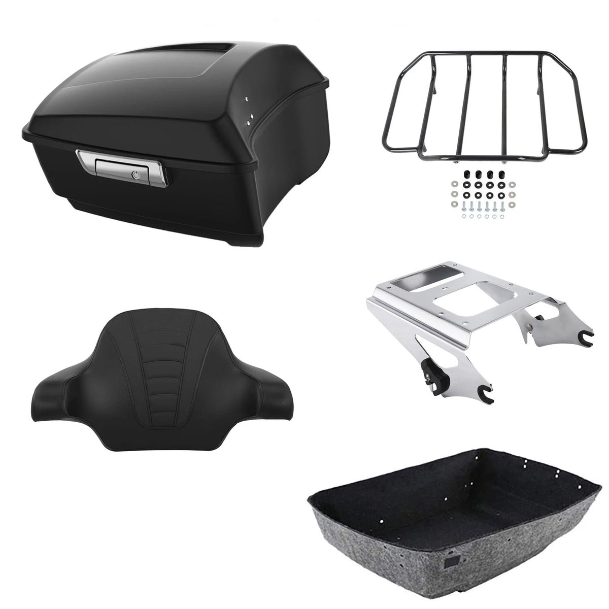 Matte Black Trunk Backrest Rack for Harley Road Glide (2009–2013)