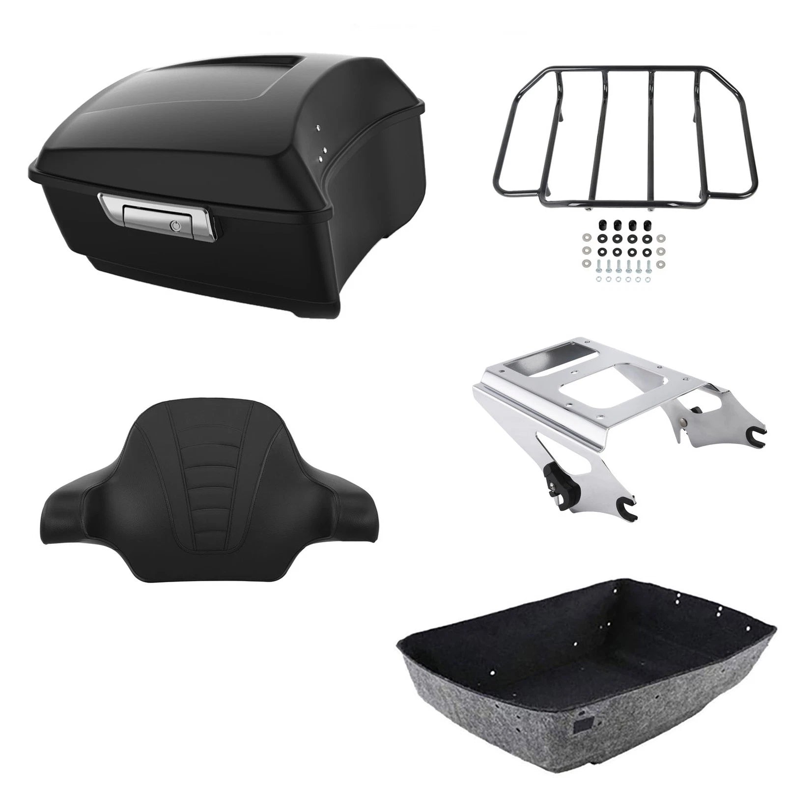 Matte Black Trunk Backrest Rack for Harley Road Glide (2009–2013)